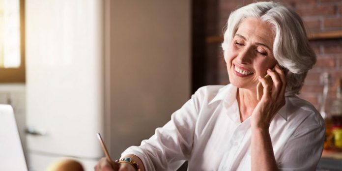 Woman on Phone Smiling